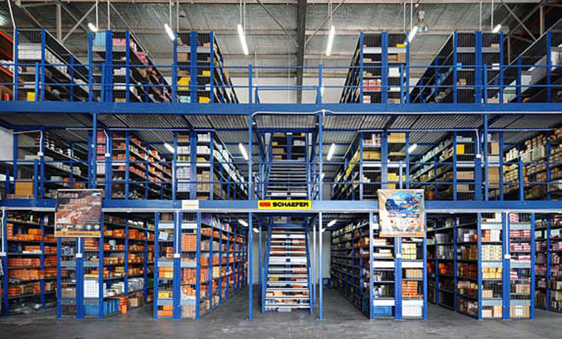 a steel pallet shelve used to stock up goods in a warehouse