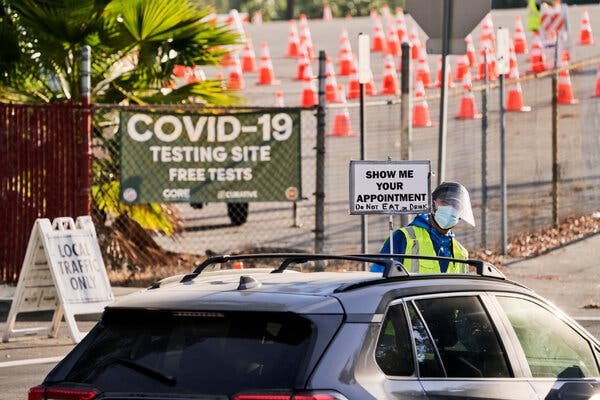 Drivers were directed to a coronavirus testing site at Dodger Stadium last week in Los Angeles.