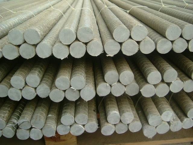 Fibreglass rebars stored and arranged orderly