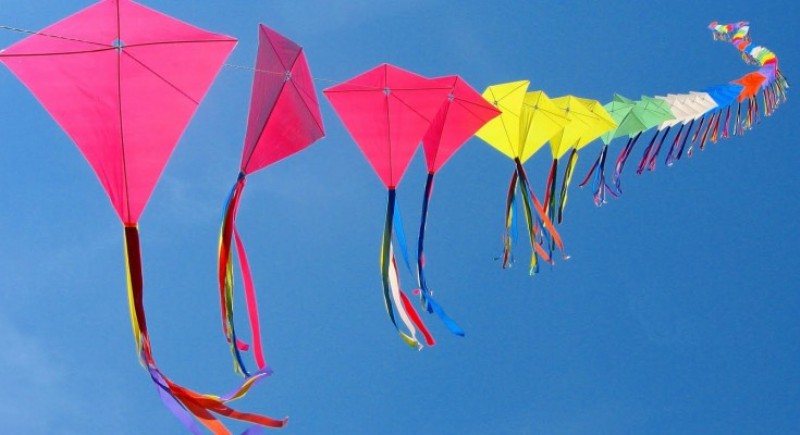 flying kites on the air 
