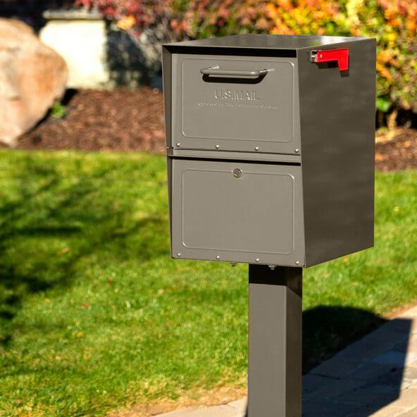a mailbox shield made of metal