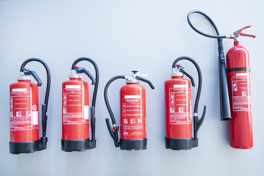 fire extinguishers arranged accordingly